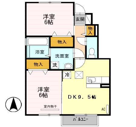 D-ROOM小白川A(2DK/1階)の間取り写真