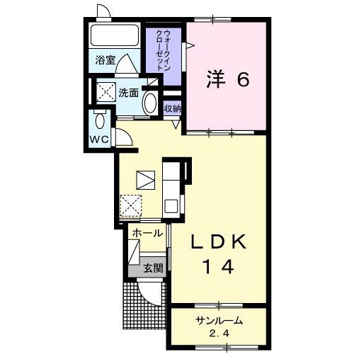 プレミアコート並木町(1LDK/1階)の間取り写真