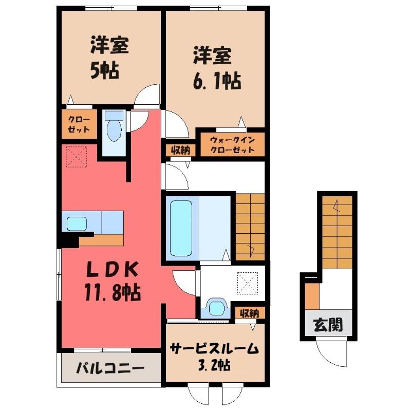グロワール(2SLDK/2階)の間取り写真