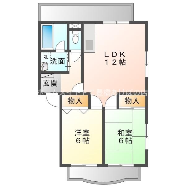 ボヌール壱番館(2LDK/3階)の間取り写真