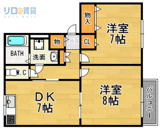 ラ・メゾン御殿山 南棟・北棟(2DK/2階)の間取り写真