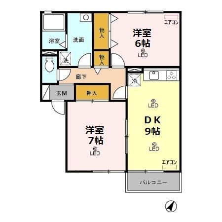 ロイヤルガーデンA 2DK(2DK/1階)の間取り写真