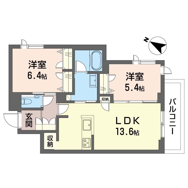 ロゼ アーブル(2LDK/2階)の間取り写真