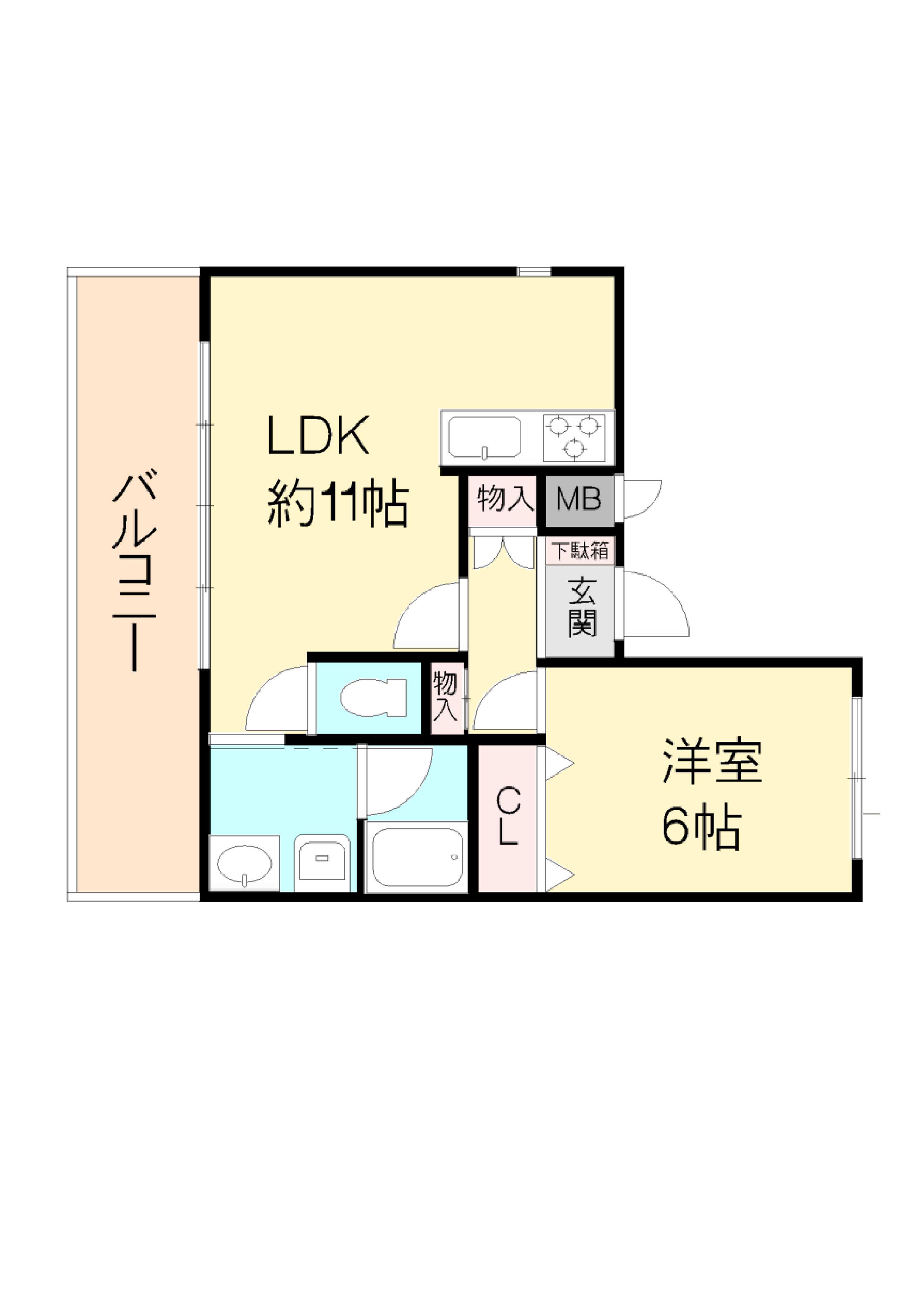アドラブール伊丹(1LDK/7階)の間取り写真