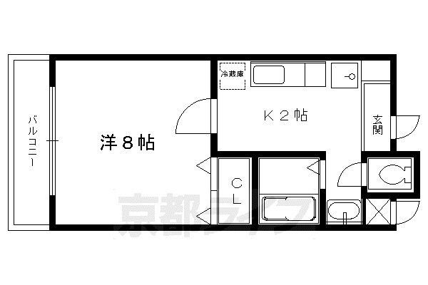 グランコスモ鴨川(1K/8階)の間取り写真