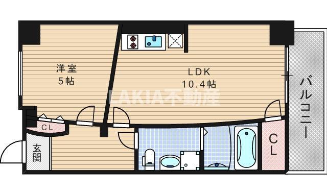 URBAN FLATS中之島(1LDK/3階)の間取り写真