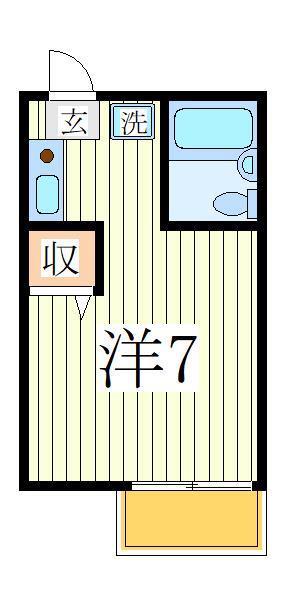 コーポサンフラワー(ワンルーム/2階)の間取り写真