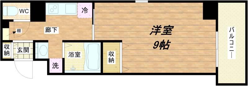グランディールタカラ(1K/9階)の間取り写真
