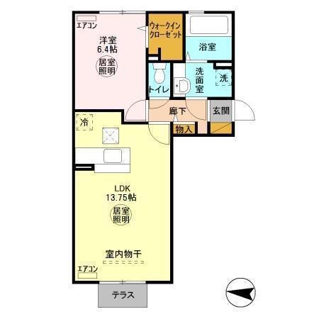 ル・メルシェ(1LDK/1階)の間取り写真