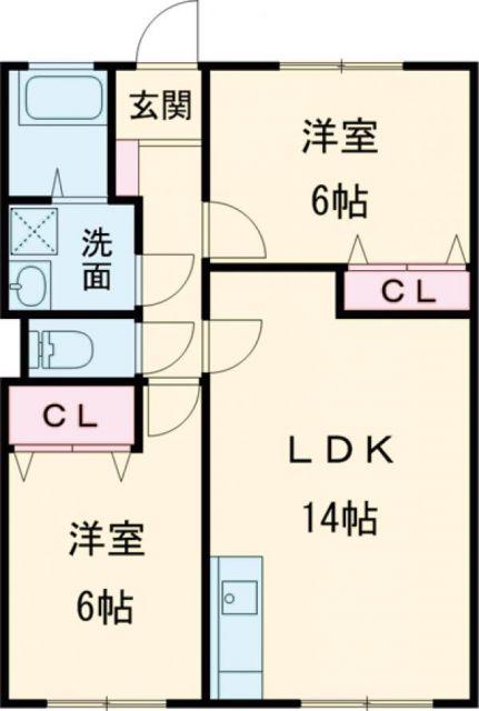 ル・シャルドネ(2LDK/2階)の間取り写真