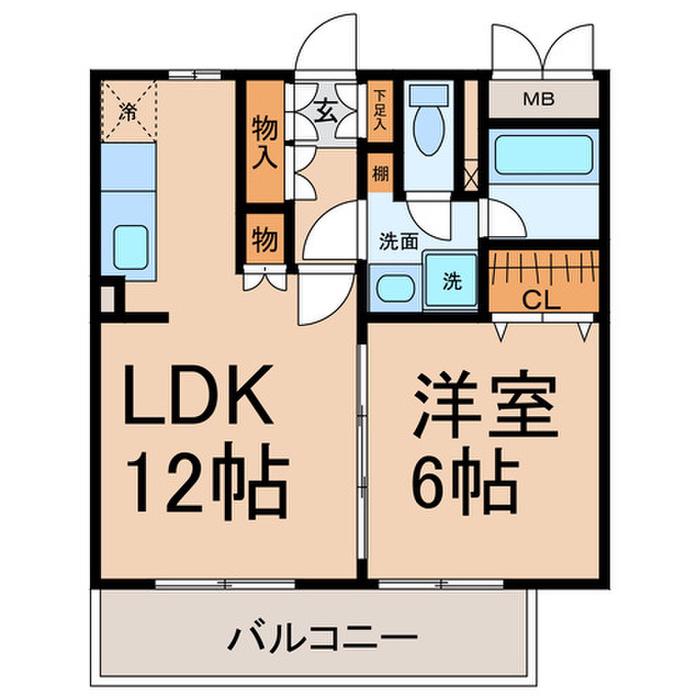 L ABRI(1LDK/2階)の間取り写真