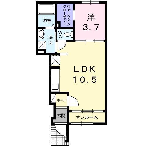 アーバン松浪I(1LDK/1階)の間取り写真