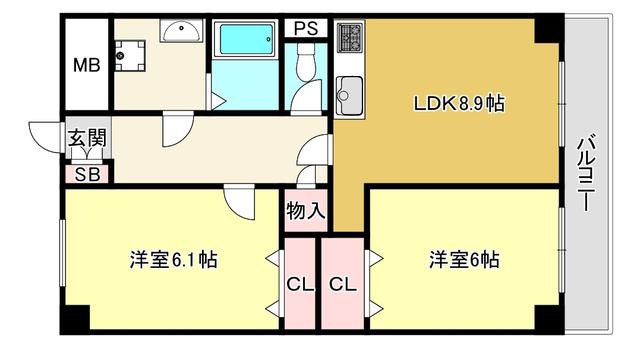 タイガーマンション(2LDK/5階)の間取り写真