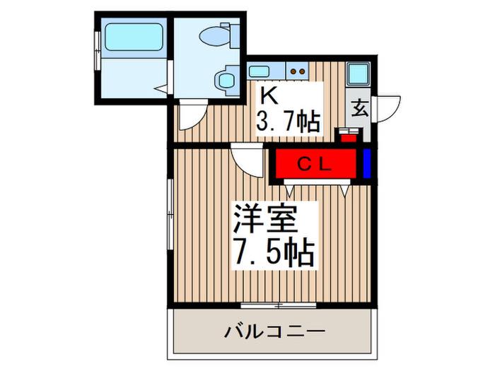 カーサNEKO(1K/1階)の間取り写真
