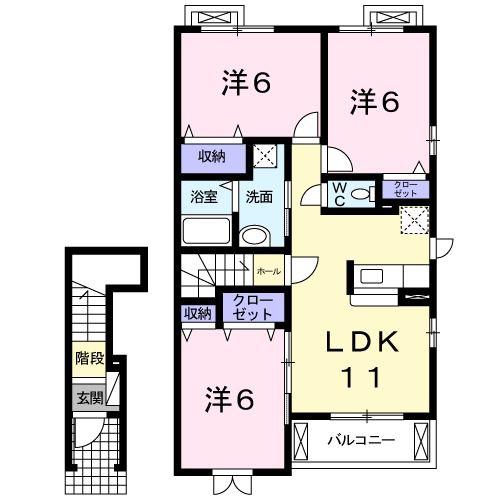 グランクリュー上の原(3LDK/2階)の間取り写真