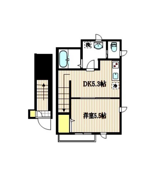 小田急線 読売ランド前駅 徒歩6分 2階建 築9年(1DK/2階)の間取り写真