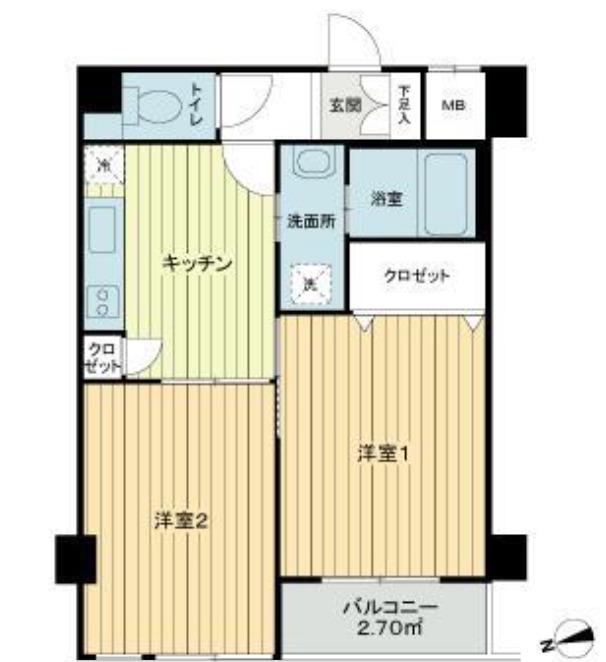 セントヒルズ落合(2DK/2階)の間取り写真