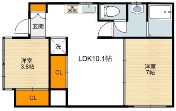 ルネサンライズ HORIMOTO(2LDK/1階)の間取り写真