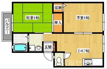 サンビレッジ・なかもりC棟(2DK/2階)の間取り写真