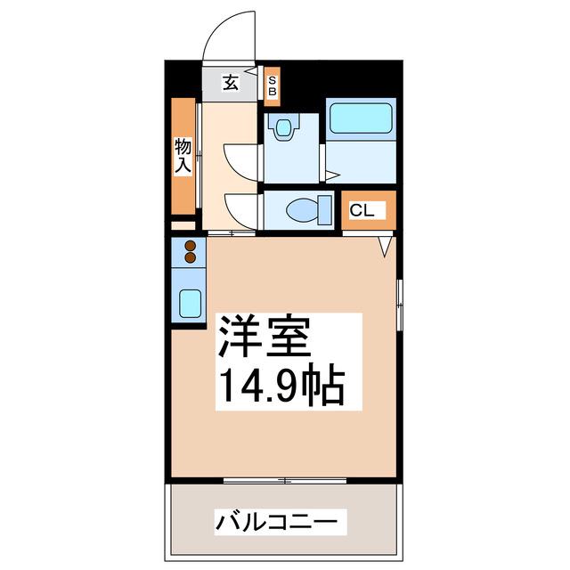 レインボーヒルズ(ワンルーム/2階)の間取り写真