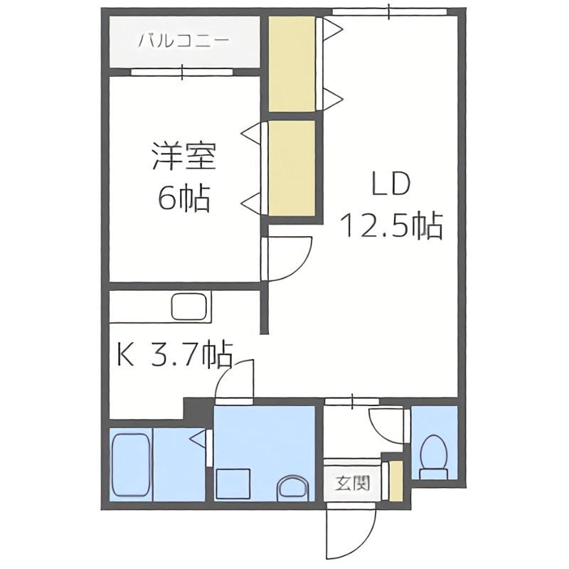 ロイヤルシティ月寒(1LDK/3階)の間取り写真