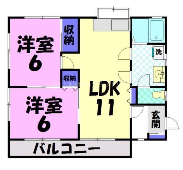 コーポワタナベF(2LDK/2階)の間取り写真