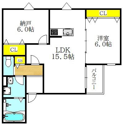 NAGAMORI新深江(2LDK/3階)の間取り写真