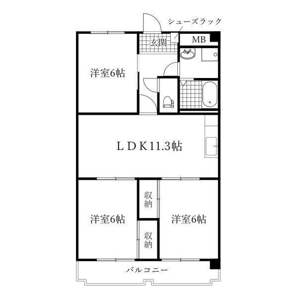 ヴィラモルガン(3LDK/5階)の間取り写真