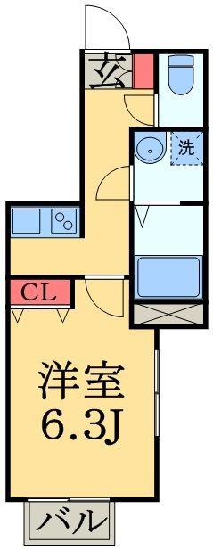 ラプレミール(1K/1階)の間取り写真