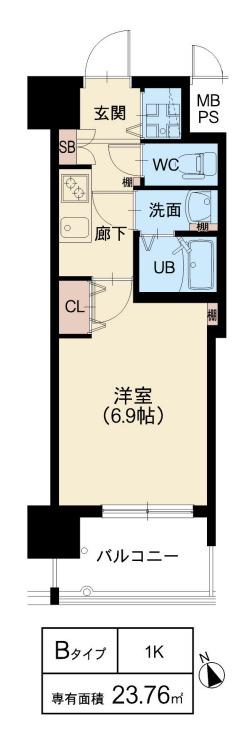 スプランディット天王寺III(1K/12階)の間取り写真