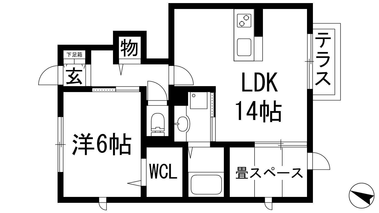 エルカミーノレアル(1LDK/1階)の間取り写真