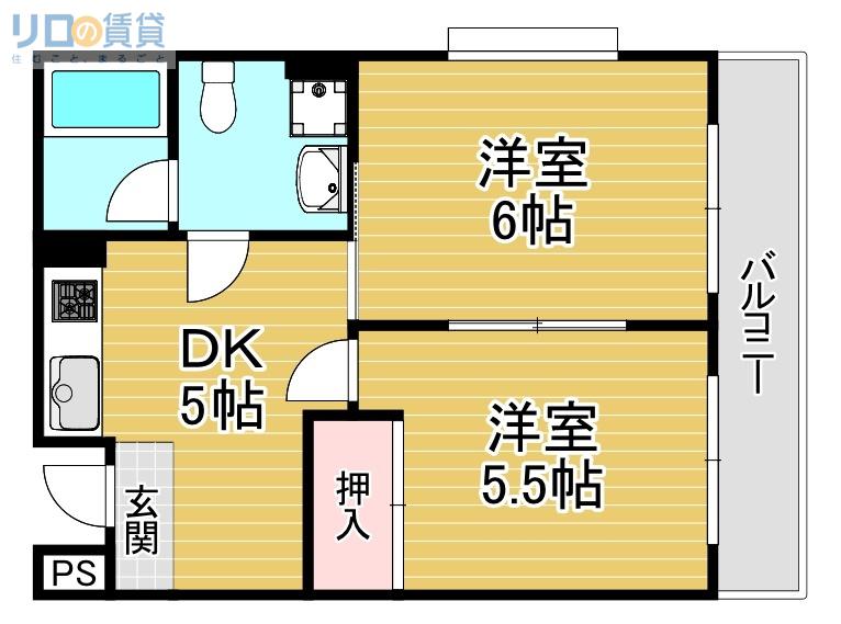 ハイムプレセア(2DK/4階)の間取り写真