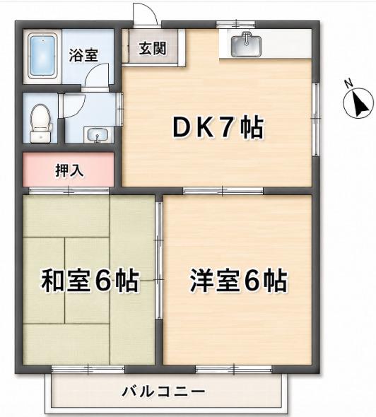 タウニー新瑞(2DK/1階)の間取り写真