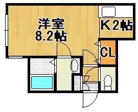 アビシニアン(1K/2階)の間取り写真