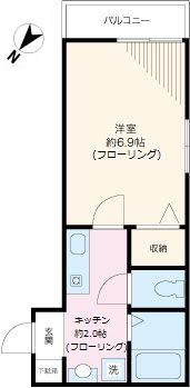 本駒込フラット(1K/1階)の間取り写真