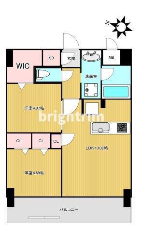 S-RESIDENCE薬院AUREATE(2LDK/2階)の間取り写真