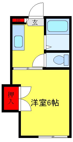 K-ハイツ(1K/2階)の間取り写真