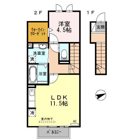 エスポワールメゾン(1LDK/2階)の間取り写真
