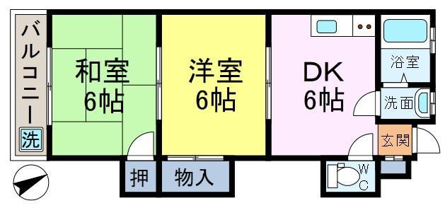 エルハイム(2DK/2階)の間取り写真