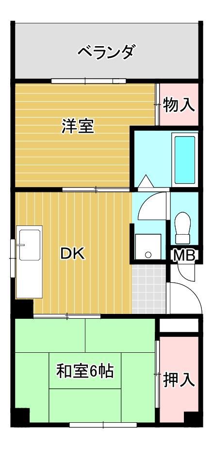サンワビル(2DK/6階)の間取り写真