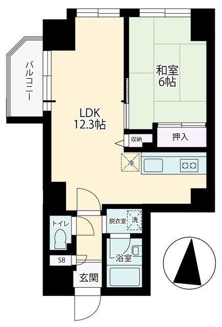 ハイネス第2巣鴨(1LDK/6階)の間取り写真