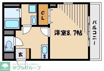 HIROS入間川(1K/2階)の間取り写真