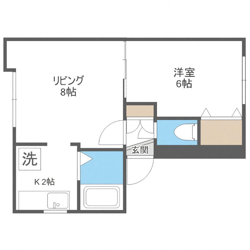 平岸シティー3・1(1LDK/2階)の間取り写真