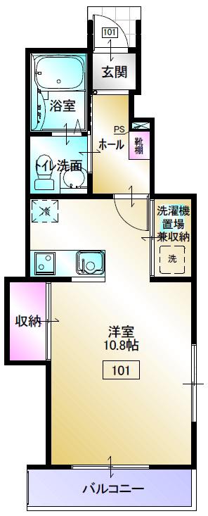 リグザイル青葉(1K/1階)の間取り写真