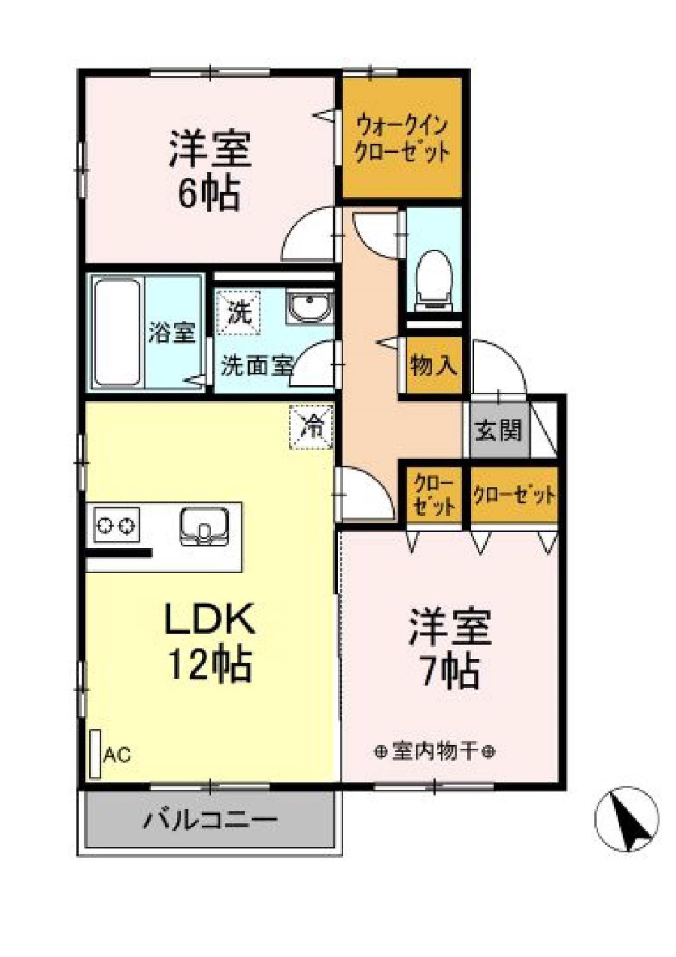 レッドワン(2LDK/1階)の間取り写真