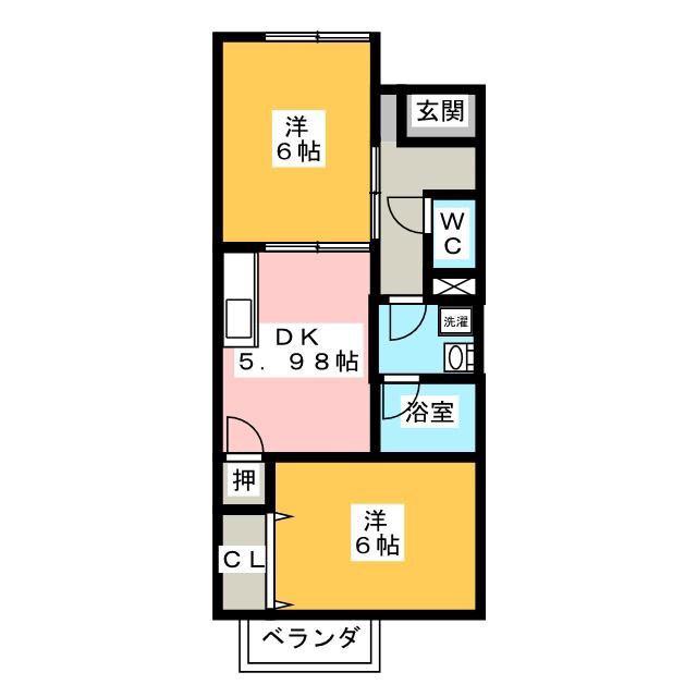 SURPLUS セレステ(2DK/2階)の間取り写真