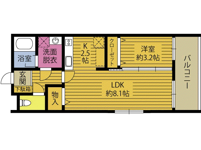 VILLA YS(1LDK/1階)の間取り写真