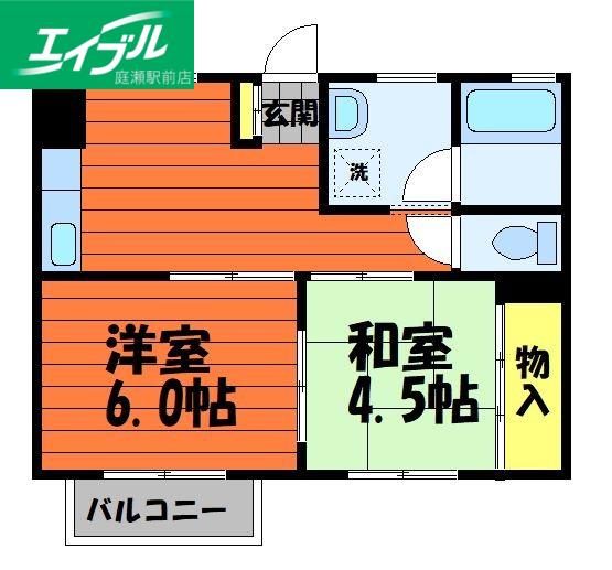 ハイムティファニーB棟(2DK/3階)の間取り写真
