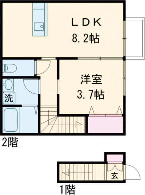 リヴィエールII(1LDK/2階)の間取り写真