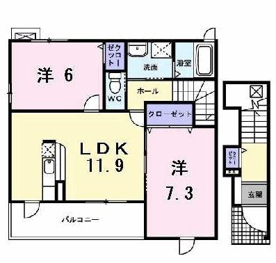 リサータA(2LDK/2階)の間取り写真